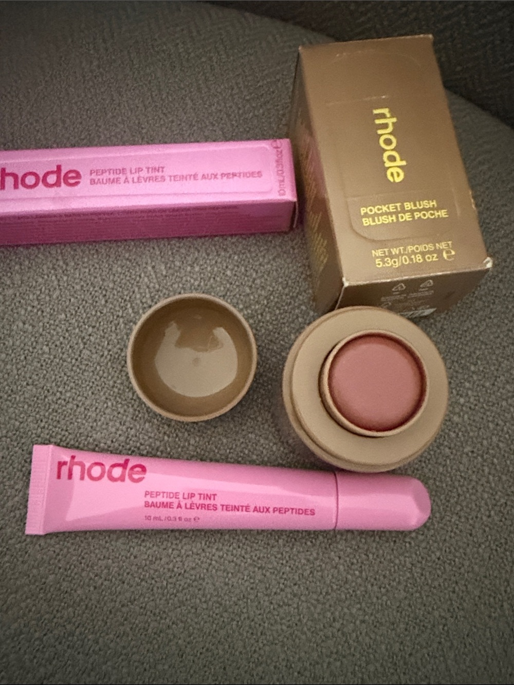 RHODE Pocket Blush in Tan Lines & Peptide Lip Tint in Jelly Bean - Picture 3 of 3